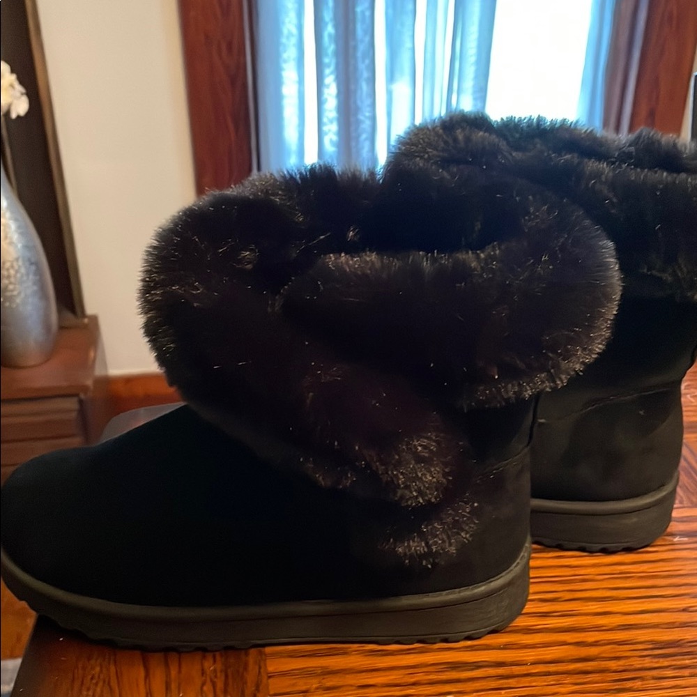 SO Black Winter Rain Boots with Fur Trim - Picture 2 of 5